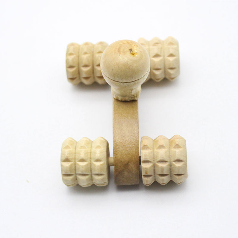 Wooden Back Massager Roller with 4-Wheel Design by HitMyNeed