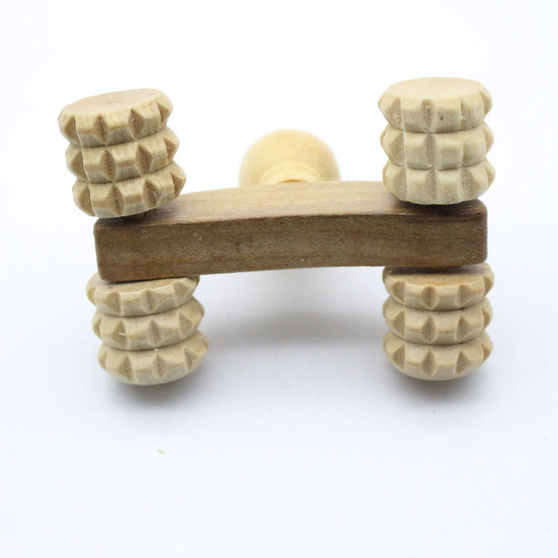 Wooden Back Massager Roller with 4-Wheel Design by HitMyNeed