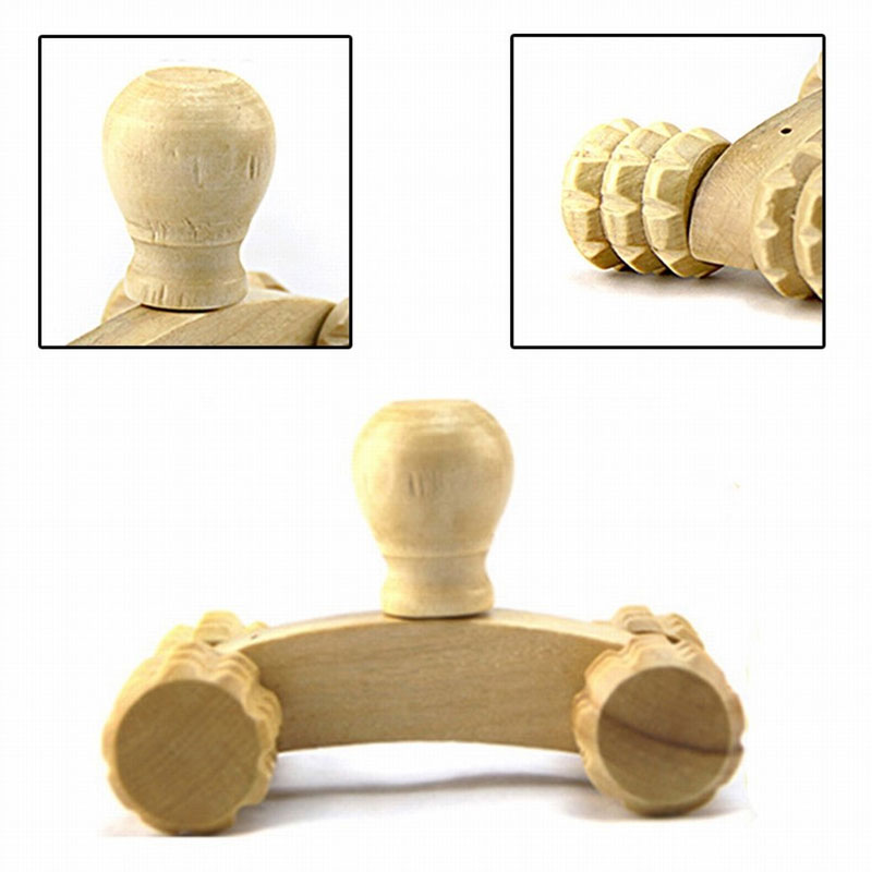 Wooden Back Massager Roller with 4-Wheel Design by HitMyNeed