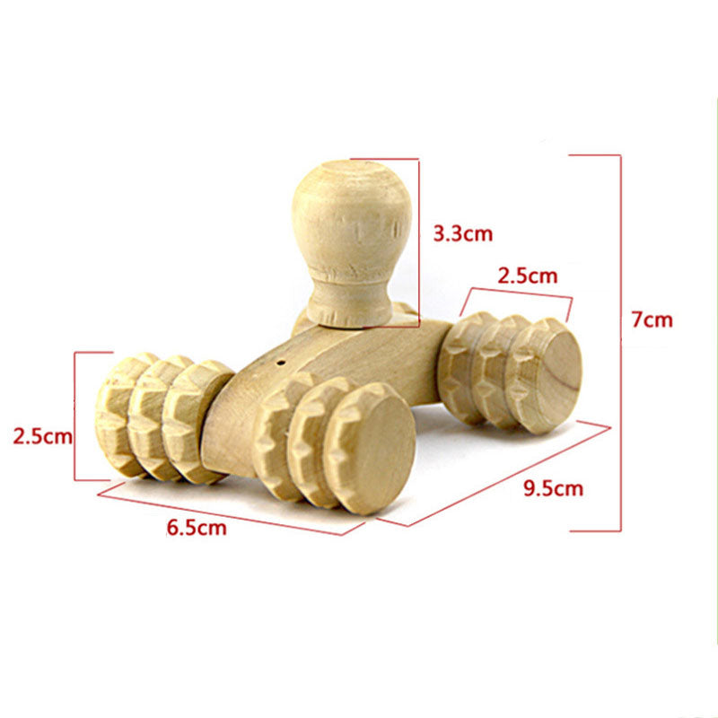 Wooden Back Massager Roller with 4-Wheel Design by HitMyNeed