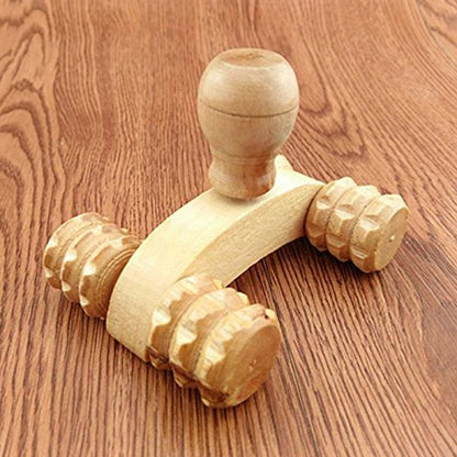 Wooden Back Massager Roller with 4-Wheel Design by HitMyNeed