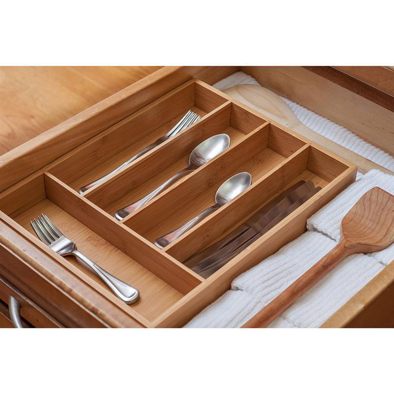 Wooden Bamboo Drawer Organizer Storage Tray by HitMyNeed