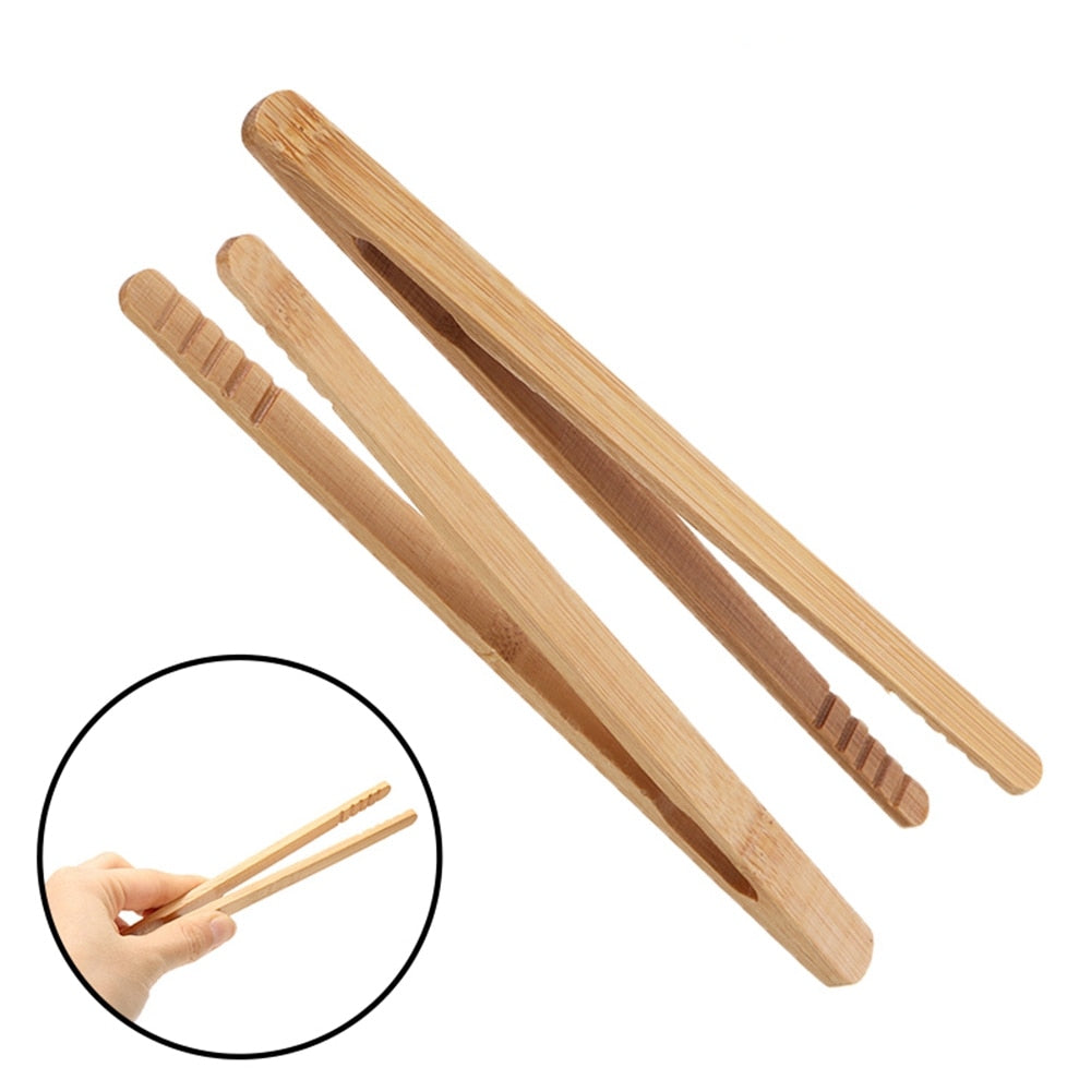 Wooden Bamboo Toast Tongs Set (8 Pieces) by HitMyNeed