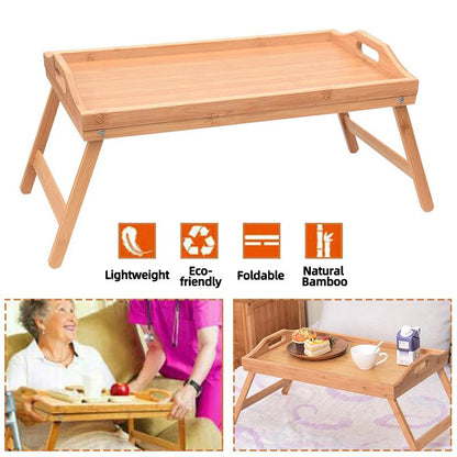 Wooden Bed Tray with Folding Legs and Serving Board by HitMyNeed