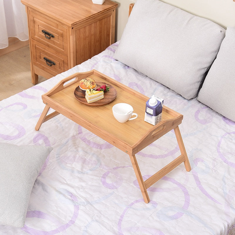 Wooden Bed Tray with Folding Legs and Serving Board by HitMyNeed