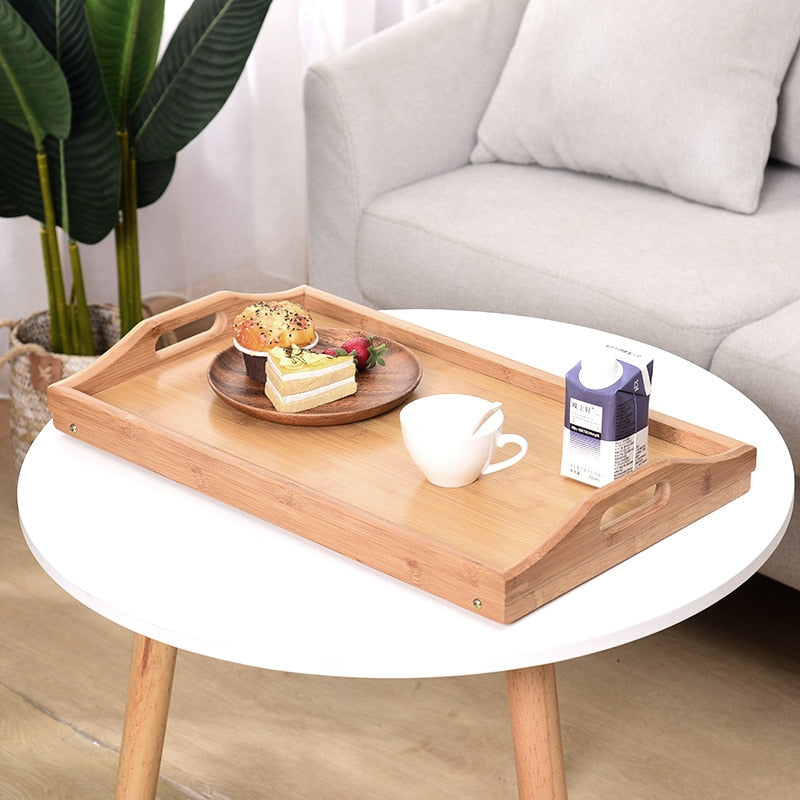 Wooden Bed Tray with Folding Legs and Serving Board by HitMyNeed