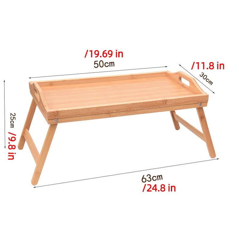 Wooden Bed Tray with Folding Legs and Serving Board by HitMyNeed