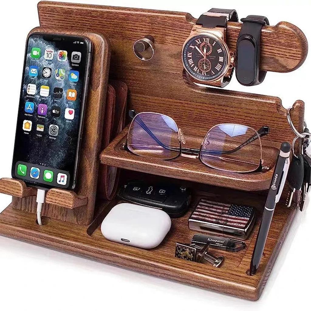 Wooden Bedside Phone & Accessory Organizer Dock by HitMyNeed