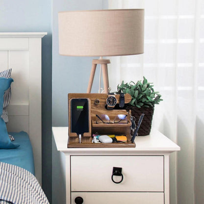 Wooden Bedside Phone & Accessory Organizer Dock by HitMyNeed
