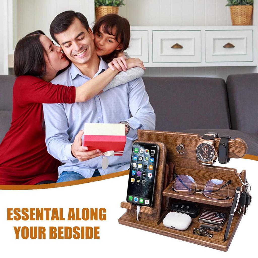 Wooden Bedside Phone & Accessory Organizer Dock by HitMyNeed