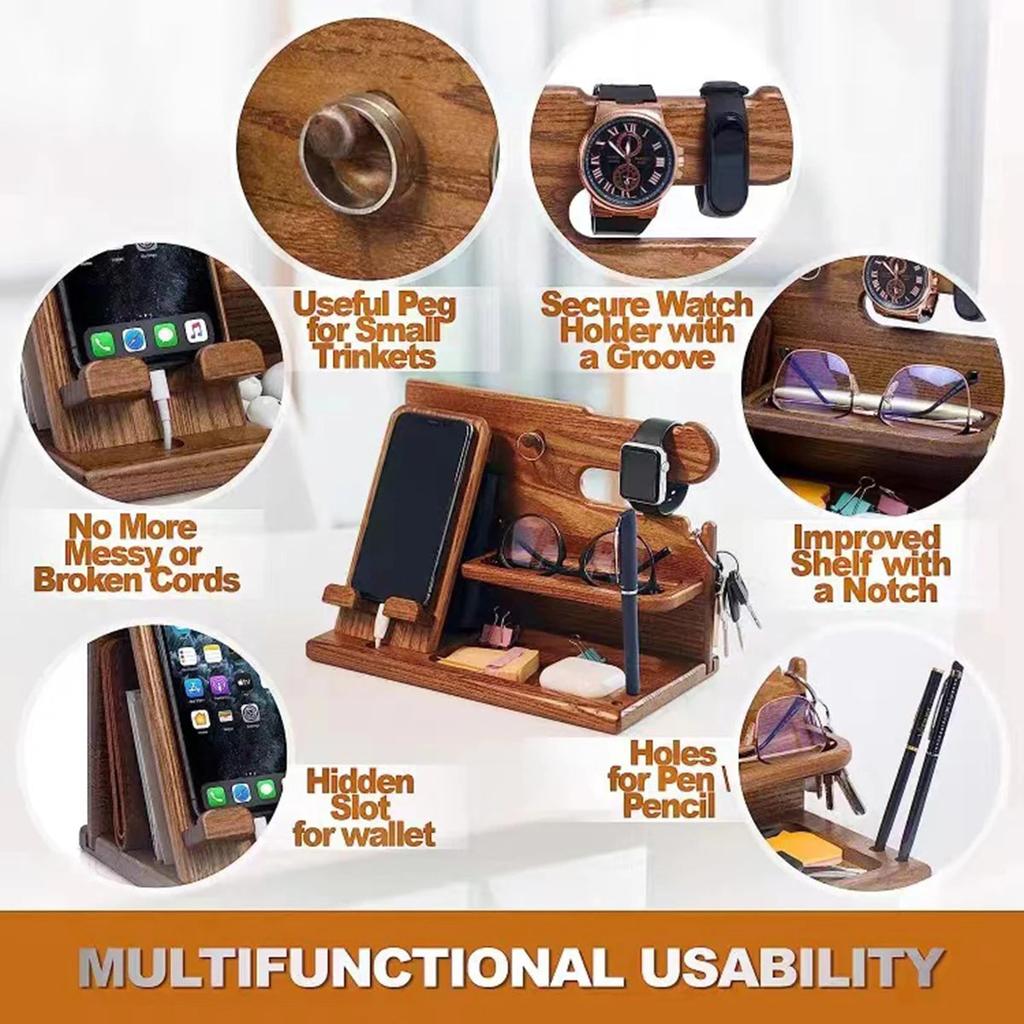 Wooden Bedside Phone & Accessory Organizer Dock by HitMyNeed