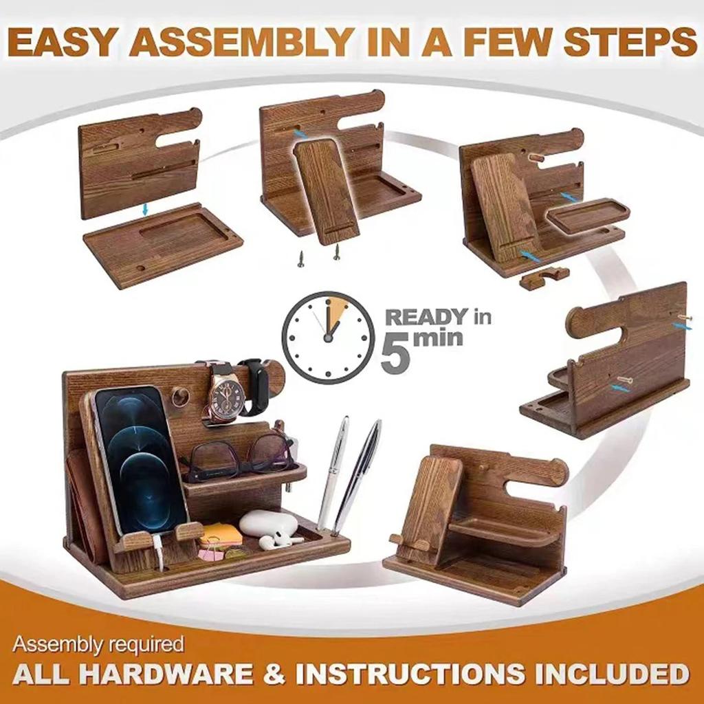 Wooden Bedside Phone & Accessory Organizer Dock by HitMyNeed