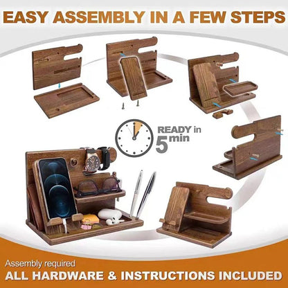 Wooden Bedside Phone & Accessory Organizer Dock by HitMyNeed