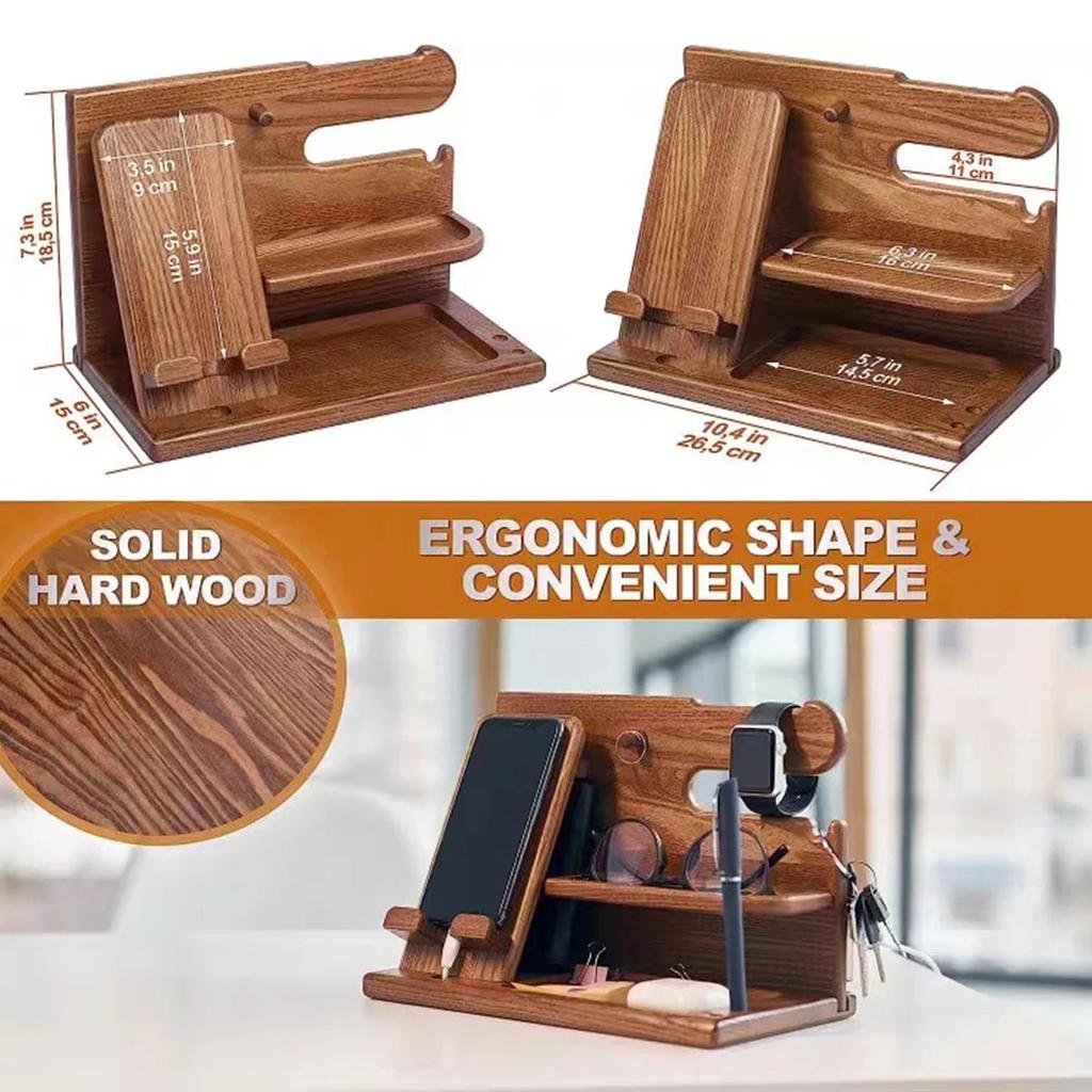 Wooden Bedside Phone & Accessory Organizer Dock by HitMyNeed