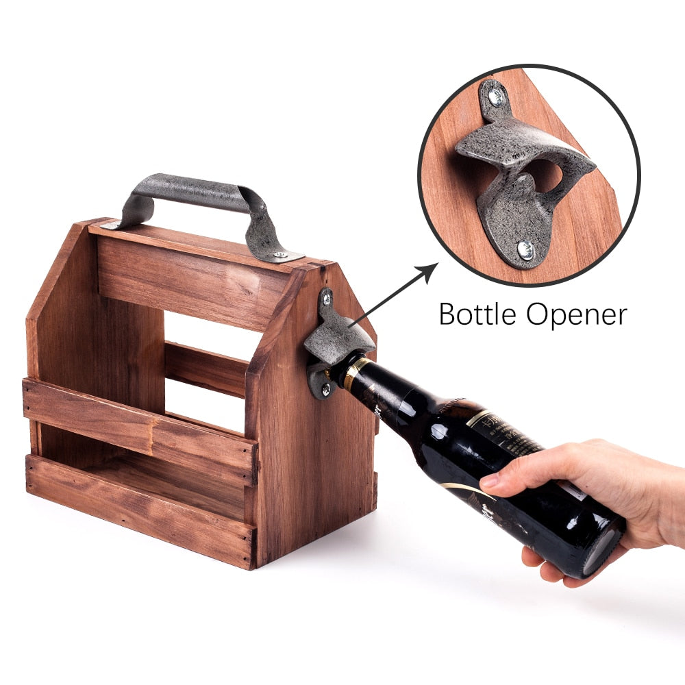 Wooden Beer Carrier with Built-In Bottle Opener by HitMyNeed