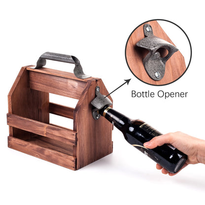 Wooden Beer Carrier with Built-In Bottle Opener by HitMyNeed