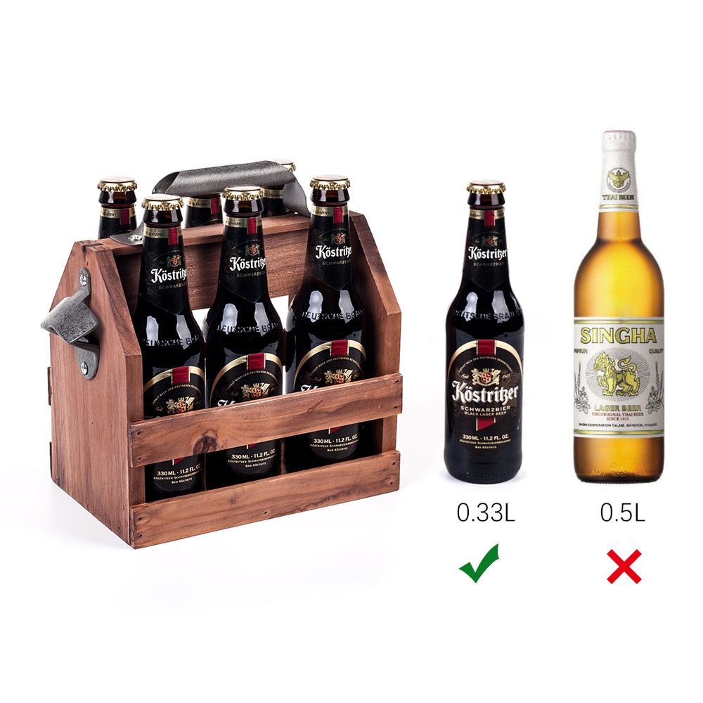 Wooden Beer Carrier with Built-In Bottle Opener by HitMyNeed