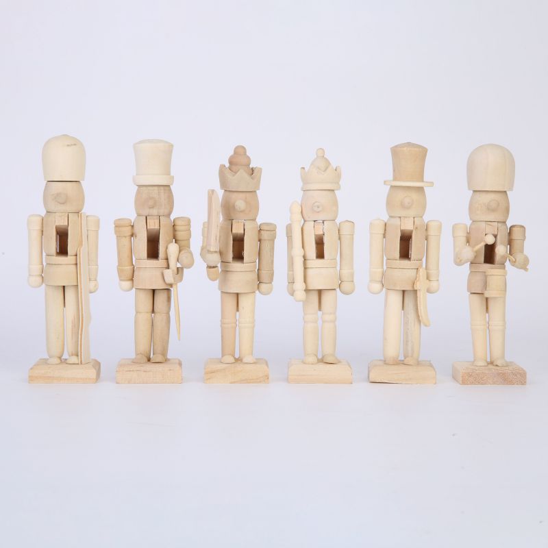 Wooden Blank Nutcrackers Set for DIY (6pcs, 12cm) by HitMyNeed