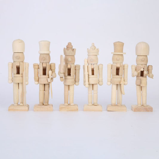 Wooden Blank Nutcrackers Set for DIY (6pcs, 12cm) by HitMyNeed