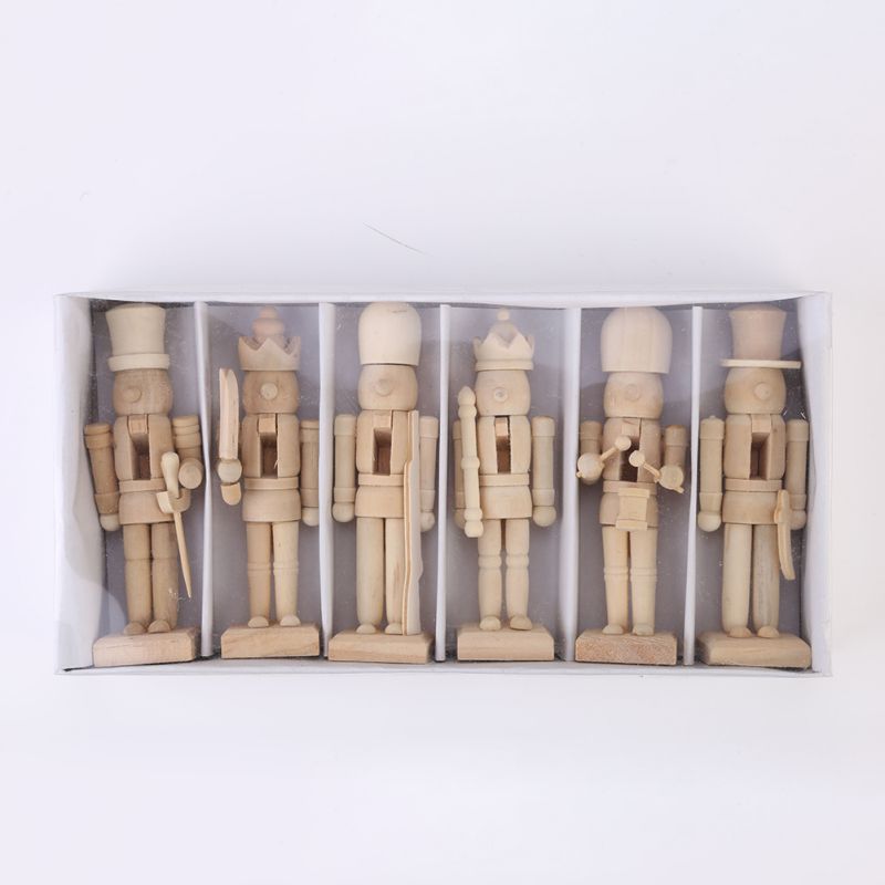 Wooden Blank Nutcrackers Set for DIY (6pcs, 12cm) by HitMyNeed