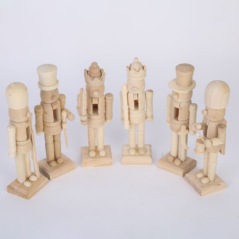 Wooden Blank Nutcrackers Set for DIY (6pcs, 12cm) by HitMyNeed
