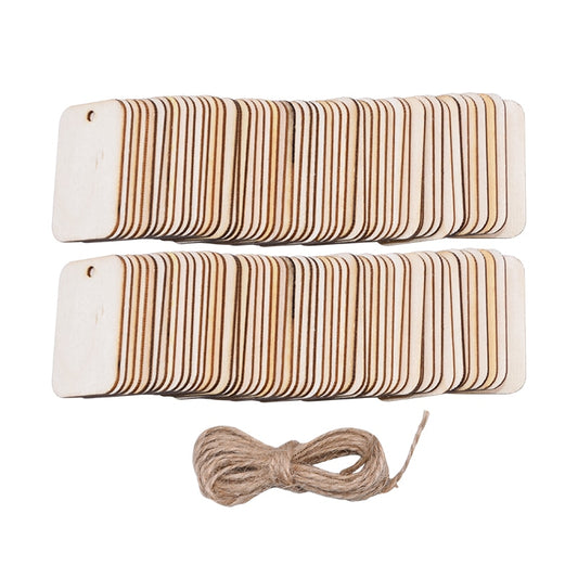 Wooden Blank Tags with String, 50 Pack by HitMyNeed