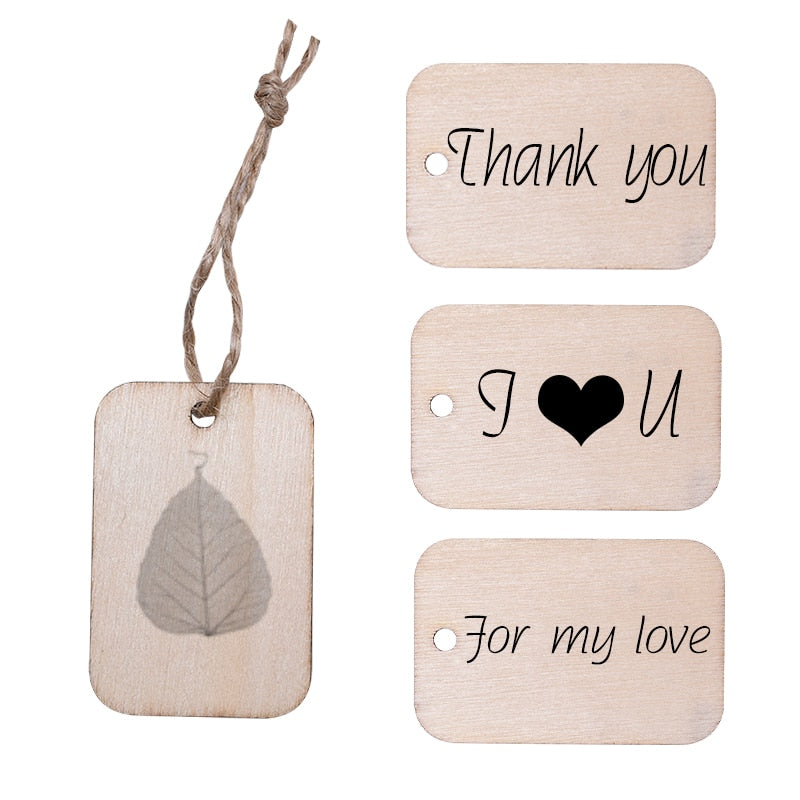 Wooden Blank Tags with String, 50 Pack by HitMyNeed