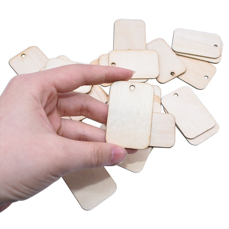 Wooden Blank Tags with String, 50 Pack by HitMyNeed