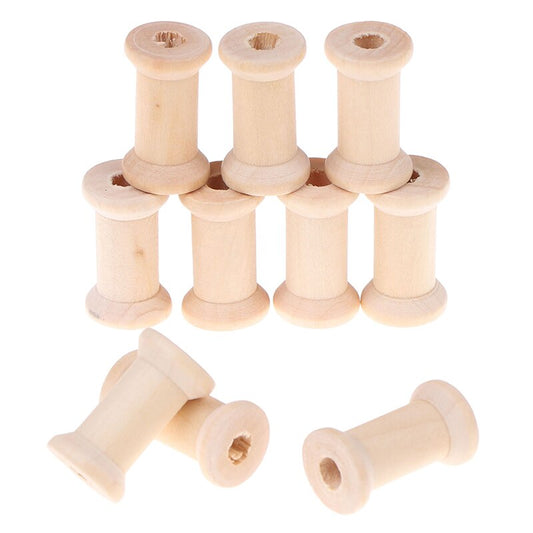 Wooden Bobbins Empty Spools Set of 10 by HitMyNeed