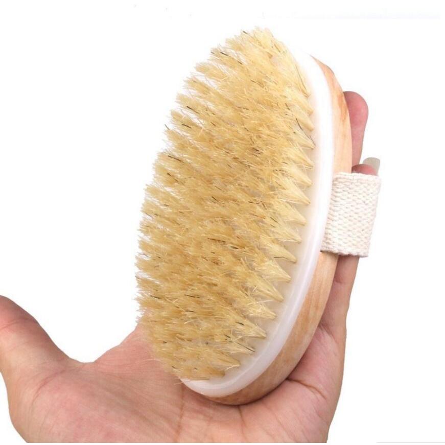 Wooden Body Scrub Brush with Natural Boar Bristles by HitMyNeed