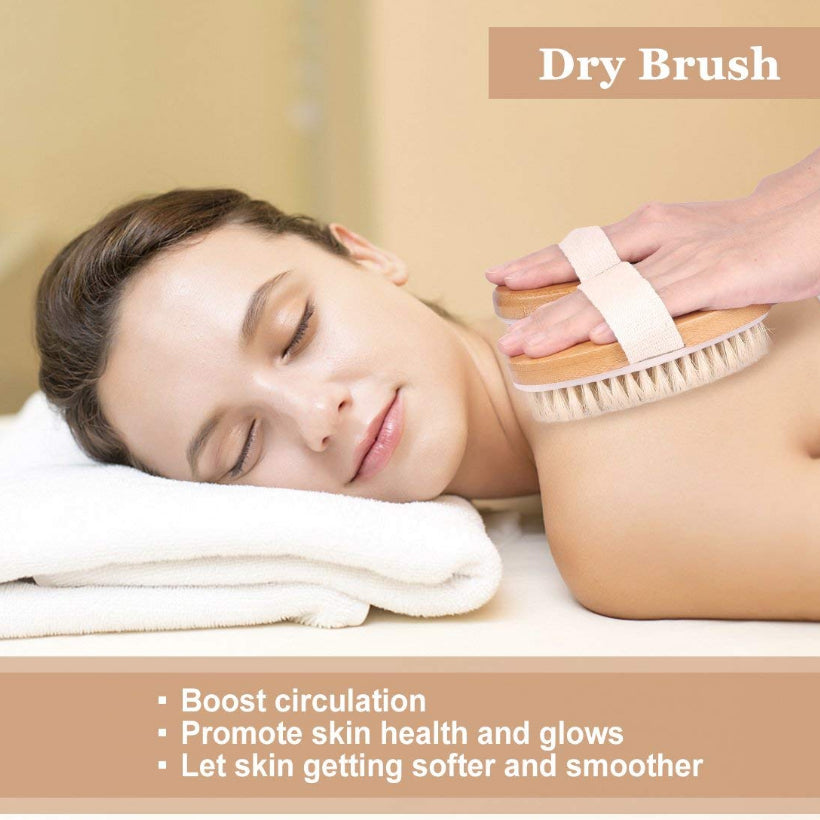 Wooden Body Scrub Brush with Natural Boar Bristles by HitMyNeed