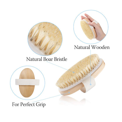 Wooden Body Scrub Brush with Natural Boar Bristles by HitMyNeed