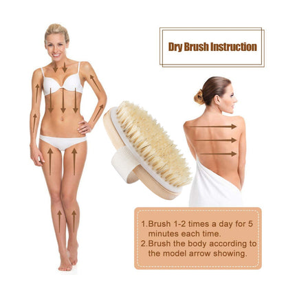 Wooden Body Scrub Brush with Natural Boar Bristles by HitMyNeed