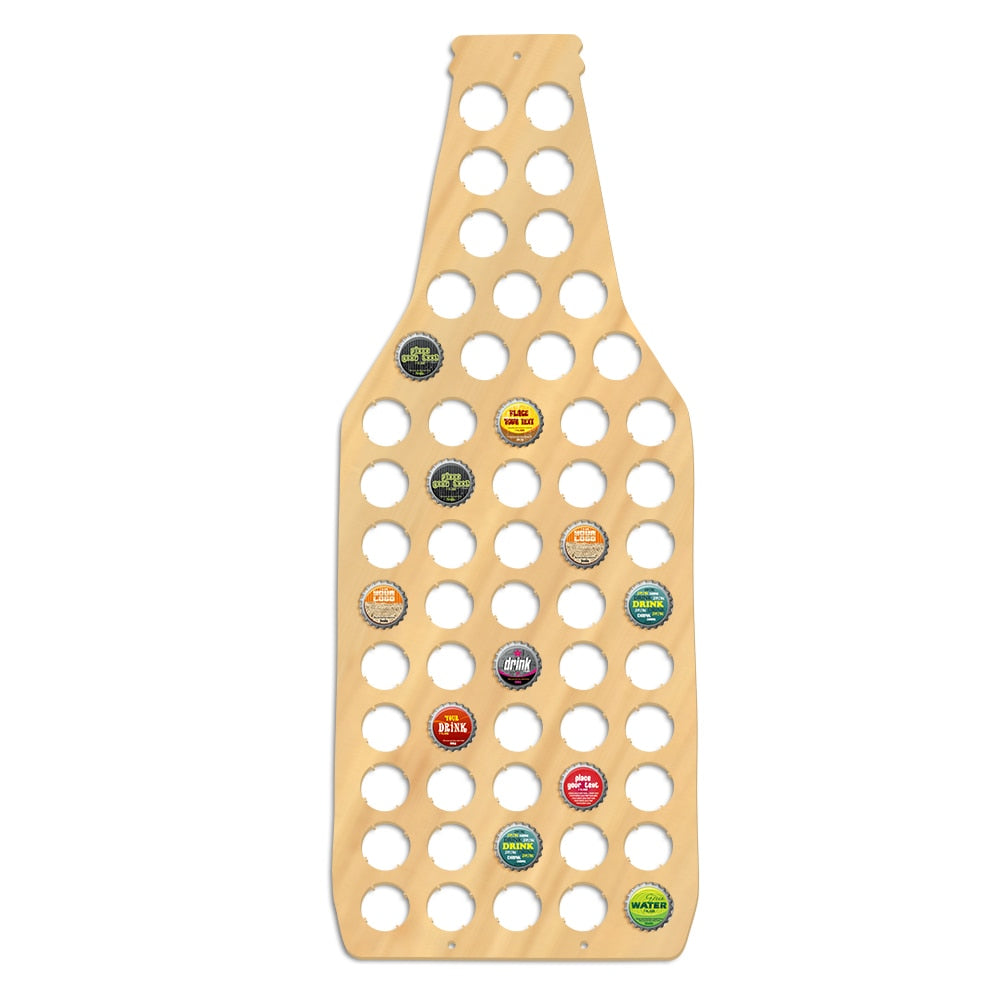 Wooden Bottle Cap Holder Display - 58 Cap Capacity by HitMyNeed