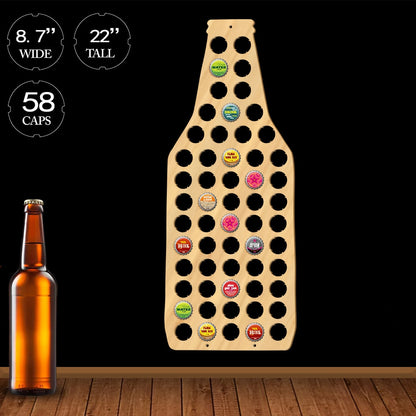 Wooden Bottle Cap Holder Display - 58 Cap Capacity by HitMyNeed