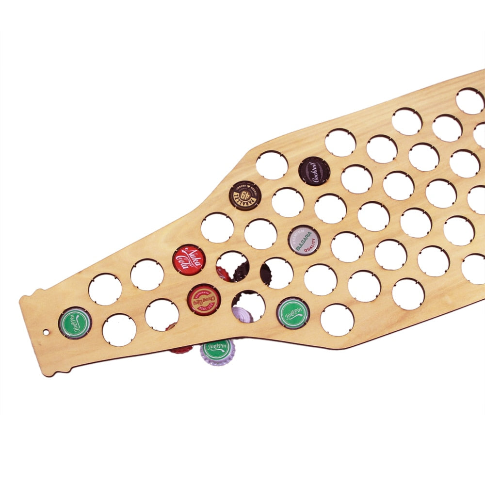 Wooden Bottle Cap Holder Display - 58 Cap Capacity by HitMyNeed