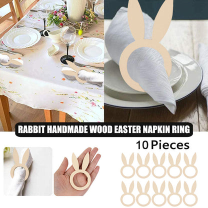 Wooden Bunny Ears Napkin Rings Set of 10 by HitMyNeed