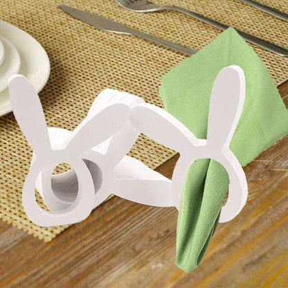 Wooden Bunny Napkin Rings Holders Set of 2 by HitMyNeed