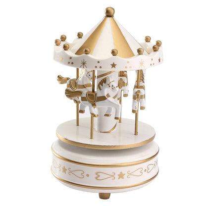 Wooden Carousel Wind-Up Music Box for Home & Gifts by HitMyNeed