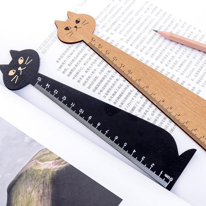 Wooden Cat Ruler 20cm for School and Office by HitMyNeed