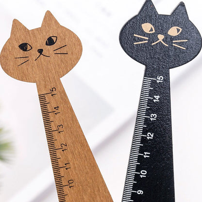 Wooden Cat Ruler 20cm for School and Office by HitMyNeed