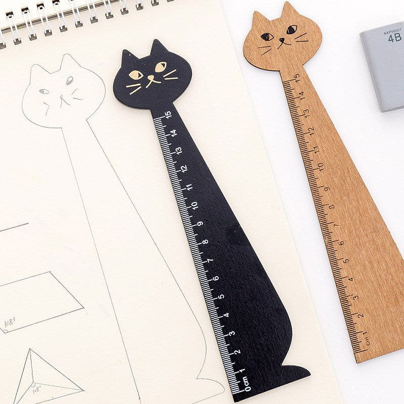 Wooden Cat Ruler 20cm for School and Office by HitMyNeed