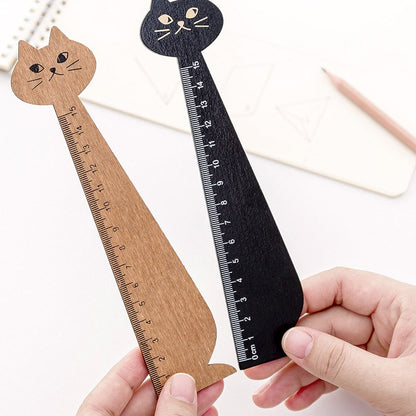 Wooden Cat Ruler 20cm for School and Office by HitMyNeed