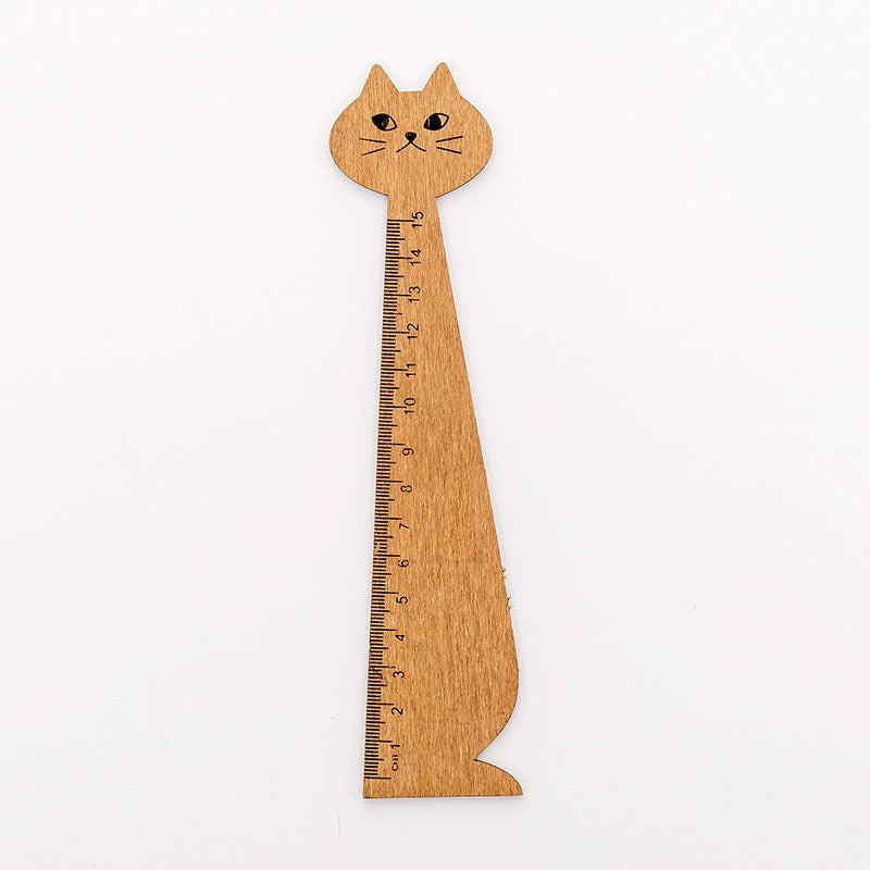 Wooden Cat Ruler 20cm for School and Office a by HitMyNeed