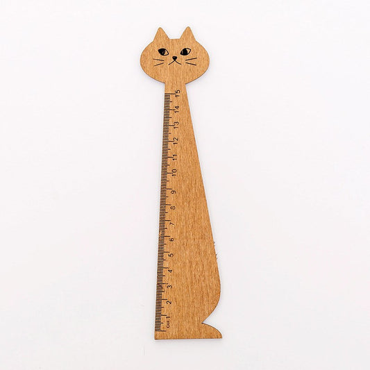 Wooden Cat Ruler 20cm for School and Office a by HitMyNeed