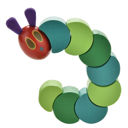 Wooden Caterpillar Baby Toy - Flexible Sensory Rattle by HitMyNeed