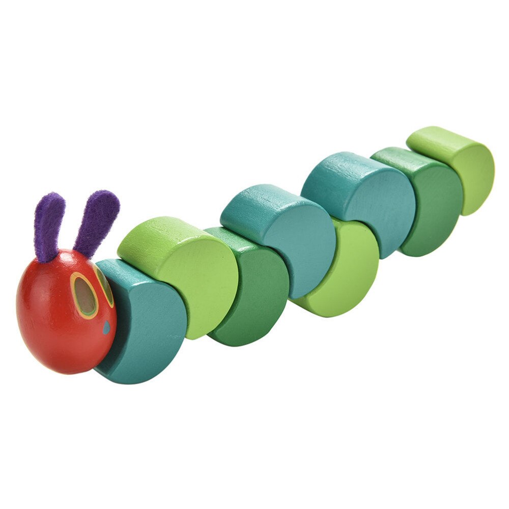 Wooden Caterpillar Baby Toy - Flexible Sensory Rattle by HitMyNeed