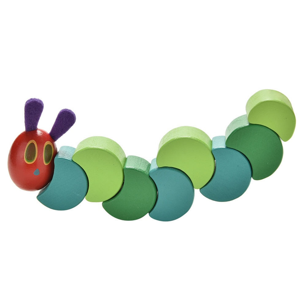 Wooden Caterpillar Baby Toy - Flexible Sensory Rattle by HitMyNeed