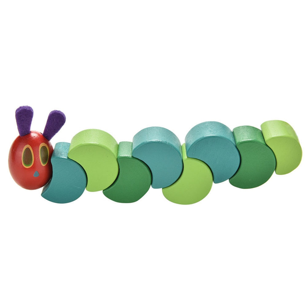 Wooden Caterpillar Baby Toy - Flexible Sensory Rattle by HitMyNeed
