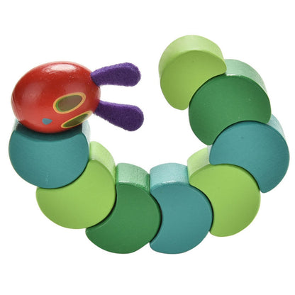 Wooden Caterpillar Baby Toy - Flexible Sensory Rattle by HitMyNeed